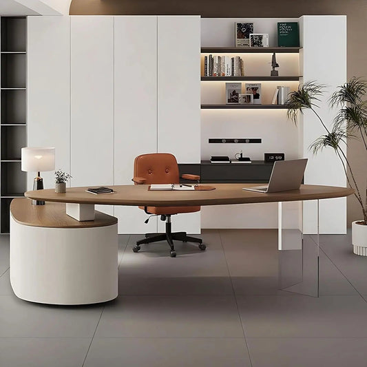 Solid Wood L Shape Desk With Integrated Side Cabinet 56 In from PriceLows™