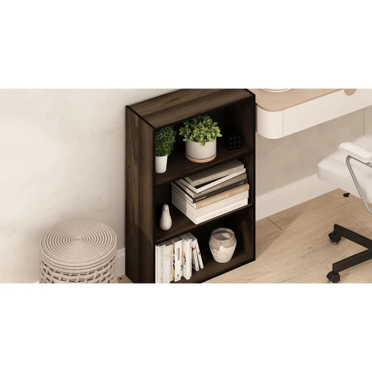 Pasir 3-Tier Open Shelf Bookcase Columbia Walnut Finish from PriceLows™