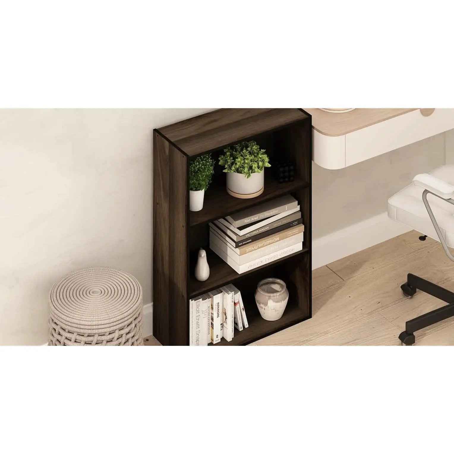 Pasir 3-Tier Open Shelf Bookcase Columbia Walnut Finish from PriceLows™