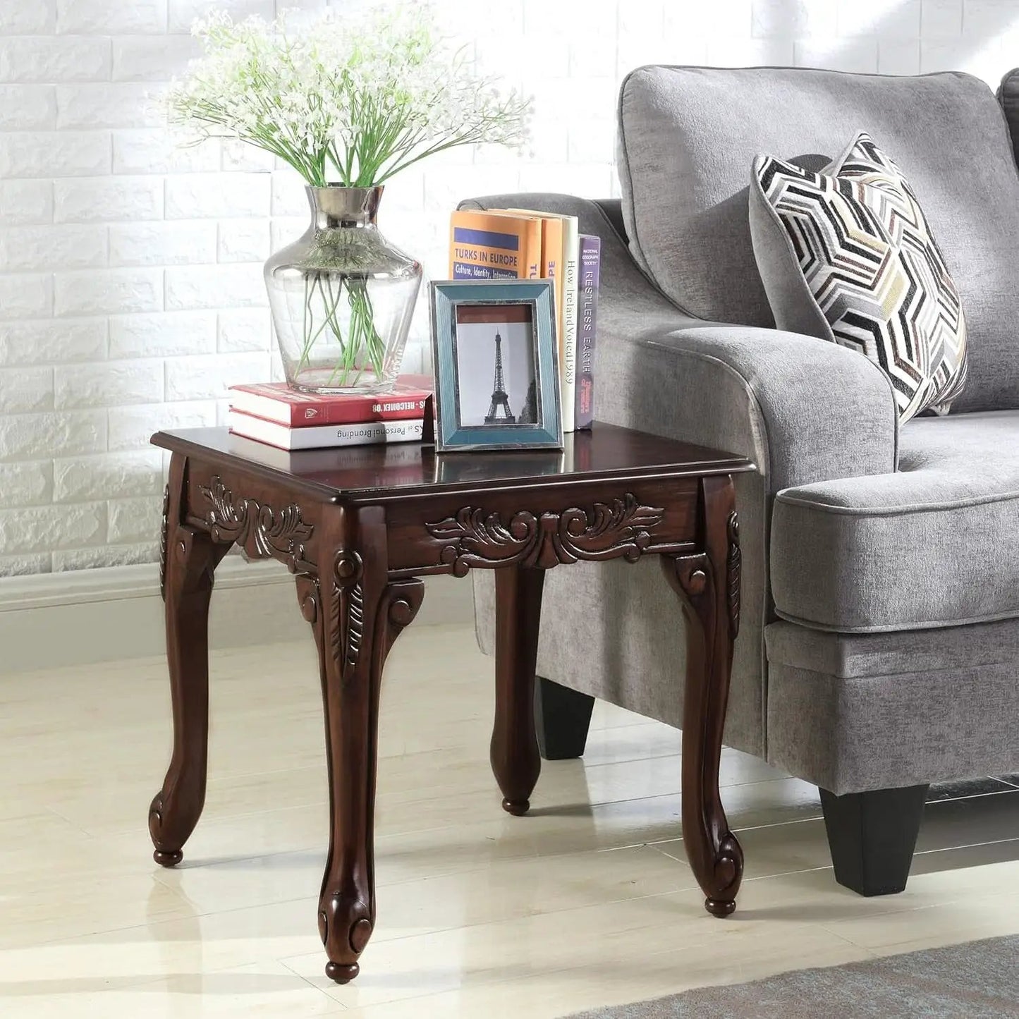 Hernen Carved Wood Frame 5Piece Living Room Set Beige Wheat from PriceLows™