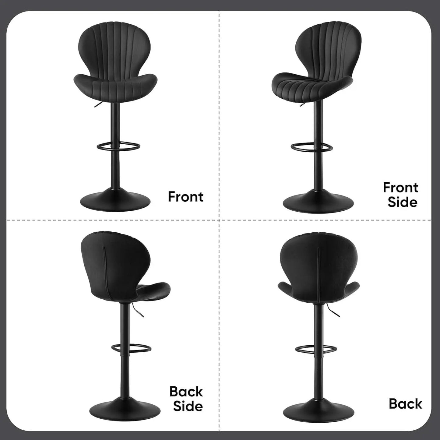 Swivel Bar Stools Set Of 3, Counter Height, Black Finish from PriceLows™