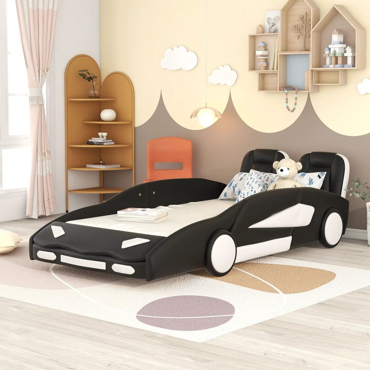 Twin Platform Bed | Race Car Design | Pine Wood Construction