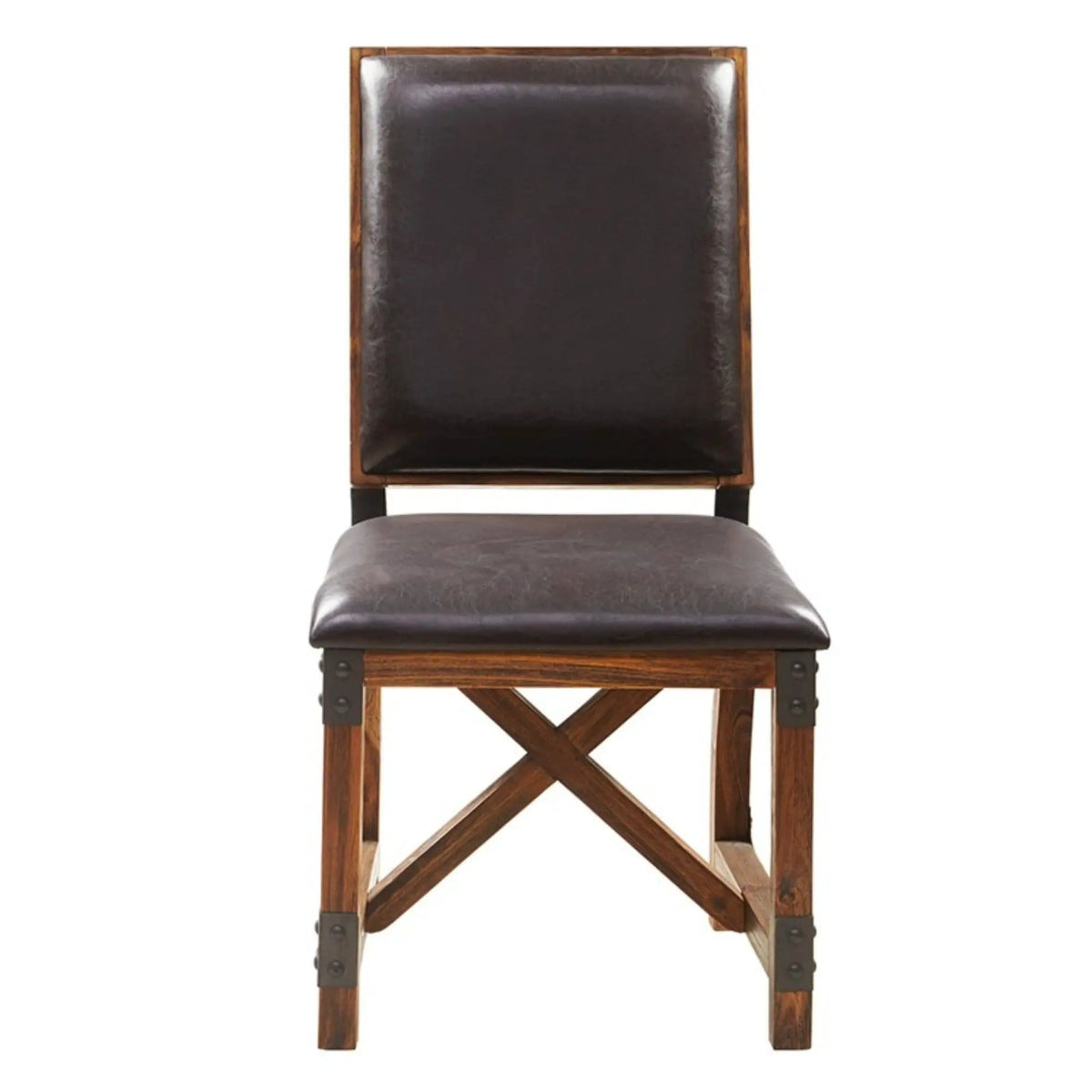 Lancaster Dining Chair Upholstery | 22 x 19.5 x 38.5 in | Solid Wood & Faux Leather | Chocolate