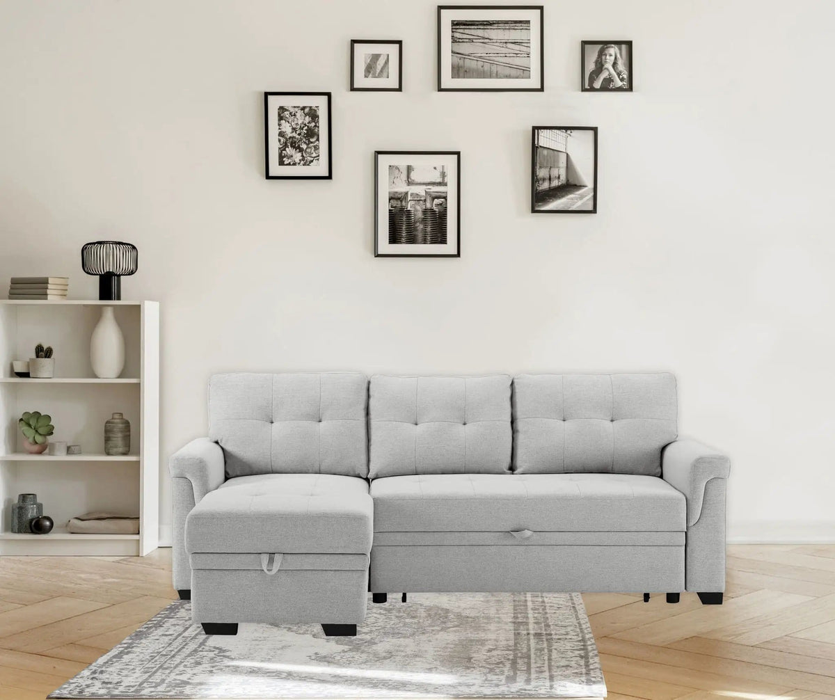 Sierra Reversible Sleeper Sectional Sofa With Storage Chaise | 2 Pieces | Living Room Furniture | Living Room