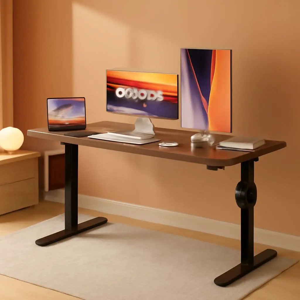 Electric Standing Desk 48x24 Height Adjustable Dark Walnut from PriceLows™