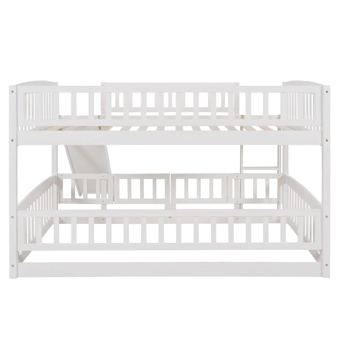 Low Bunk Bed With Slide | Fence And Ladder | Built-In Play Area | Kids Bedroom