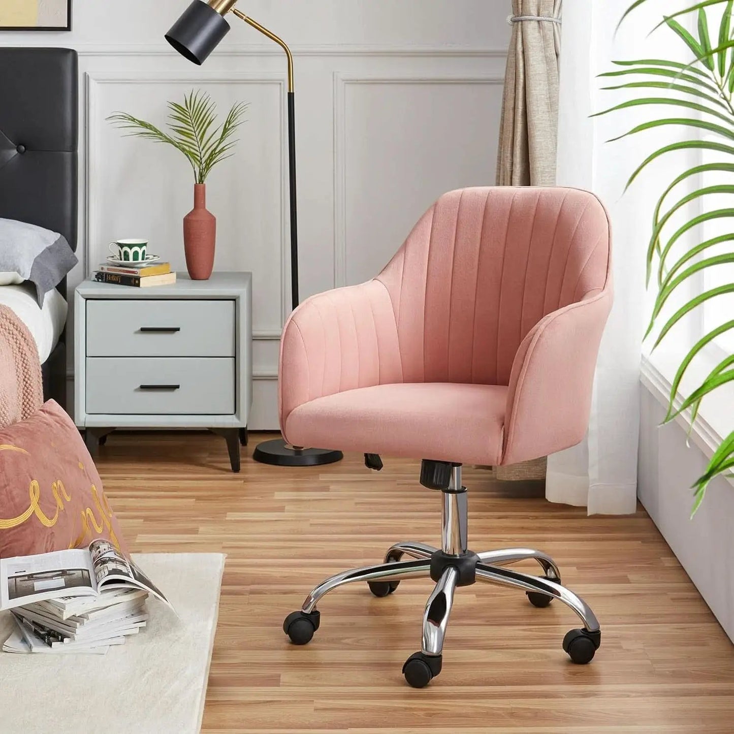 Pink Desk Chair With Adjustable Height For Home Office from PriceLows™