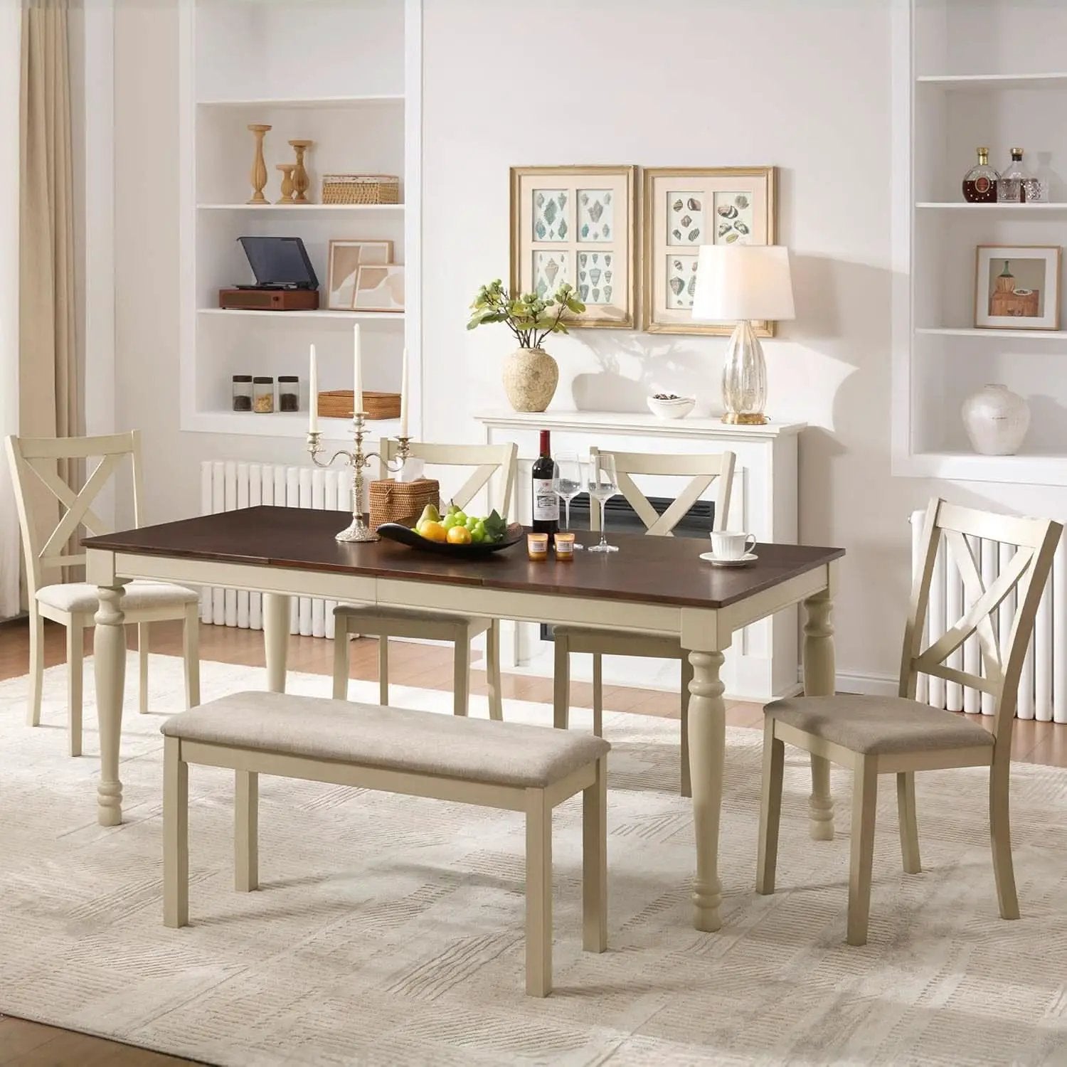 71 Inch Premium Solid Wood Dining Table Walnut Finish from PriceLows™