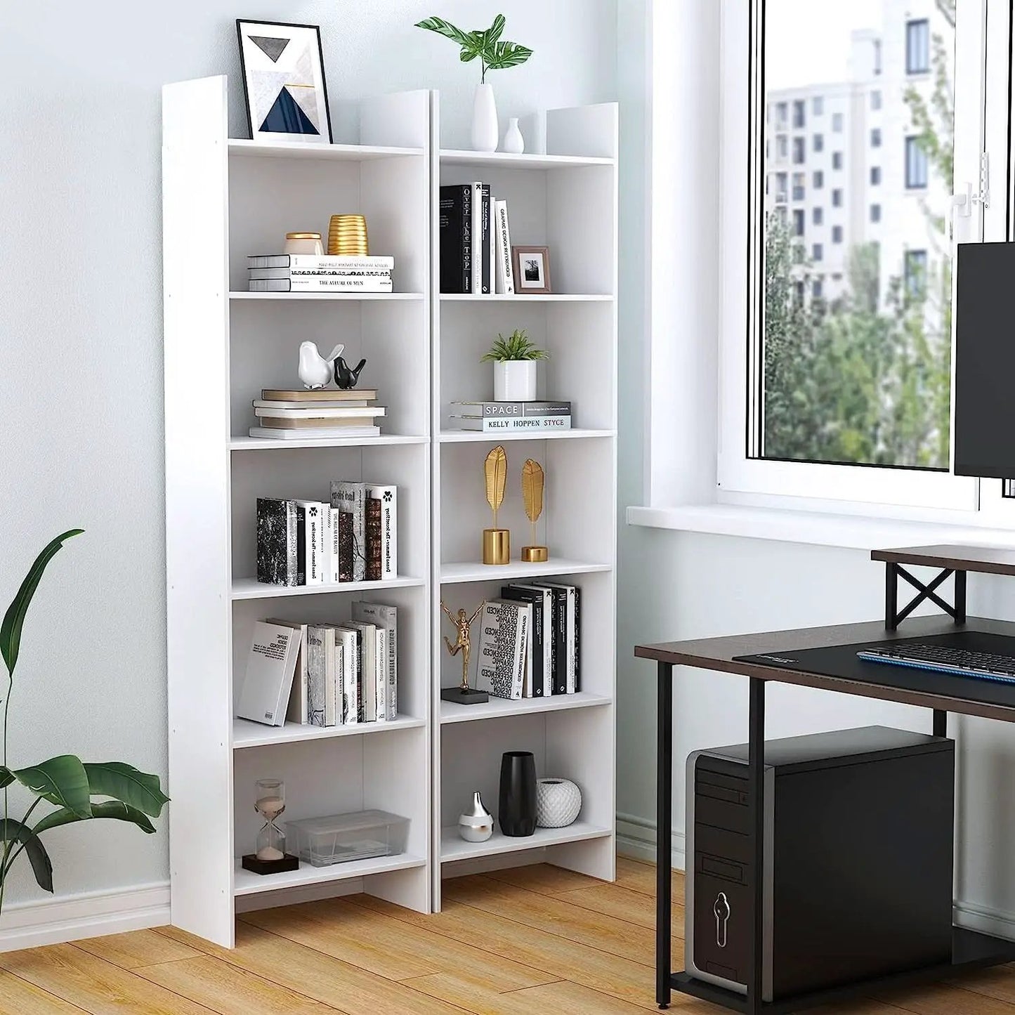 White 6-Tier Bookshelf Anti Tip Design For Home Office from PriceLows™