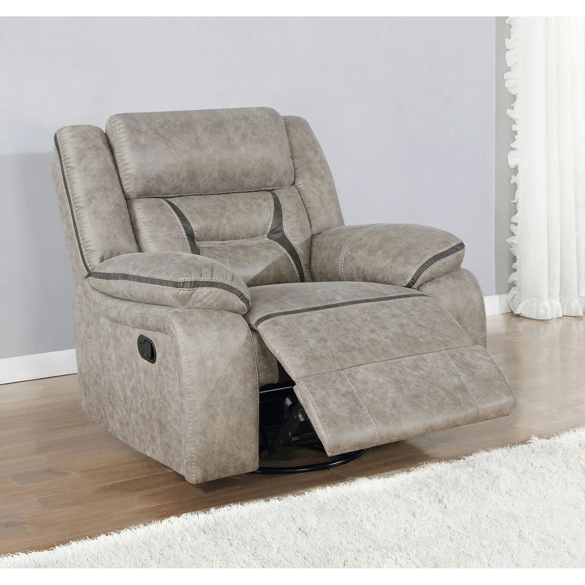 Brazelton Swivel Glider Recliner | Manual Recline Lever | Leatherette Upholstery | Smooth Gliding Motion