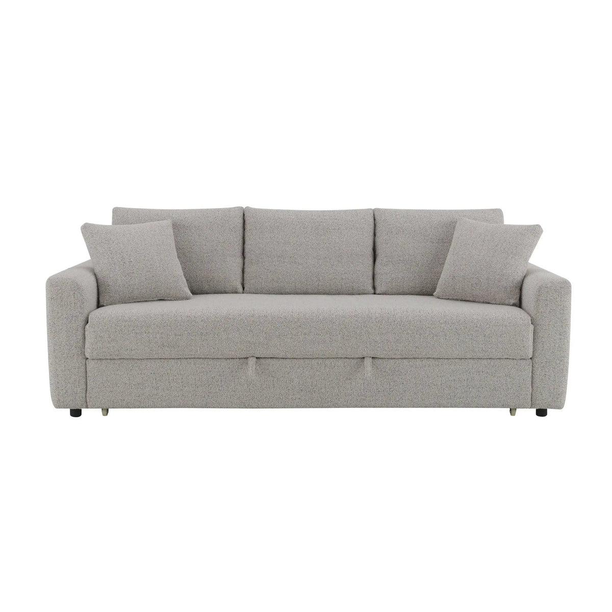 Connie Boucle Sleeper Sectional Sofa With 2 Toss Pillows | 37 x 89 x 35 in | Boucle & Fabric | Beige