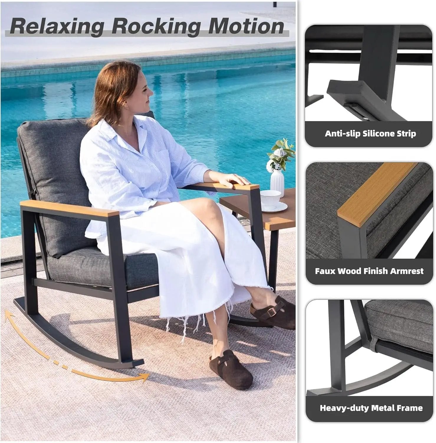 Outdoor Rocking Bistro Set with Thick Cushions from PriceLows™