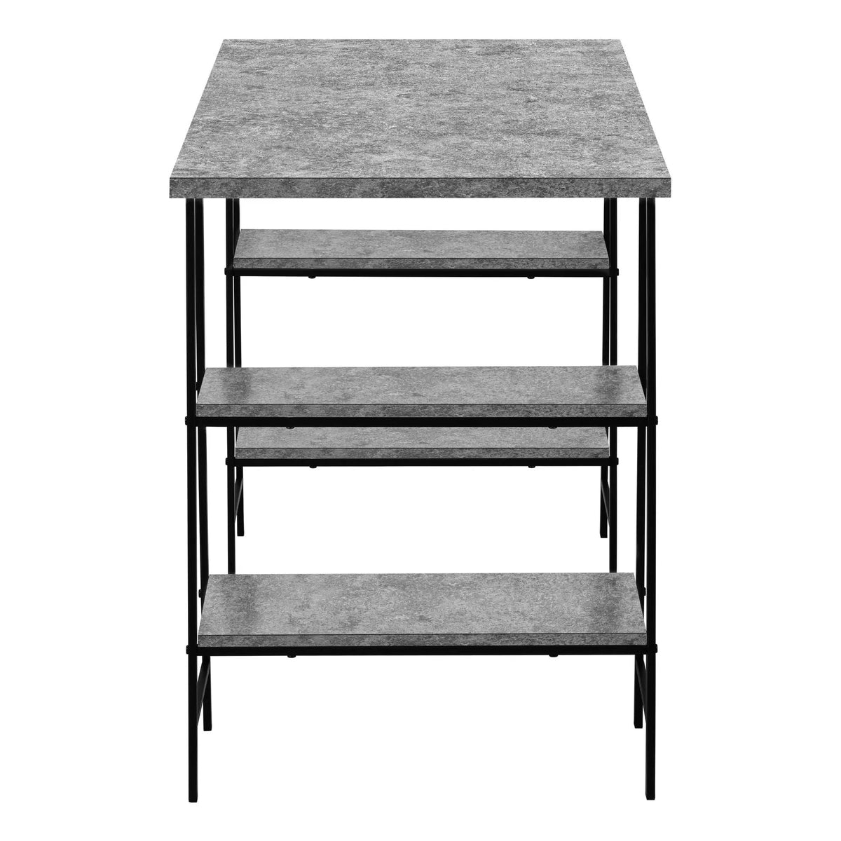Sawhorse Computer Desk | 47.25 Inch Width | Four Open Shelves | Industrial Style