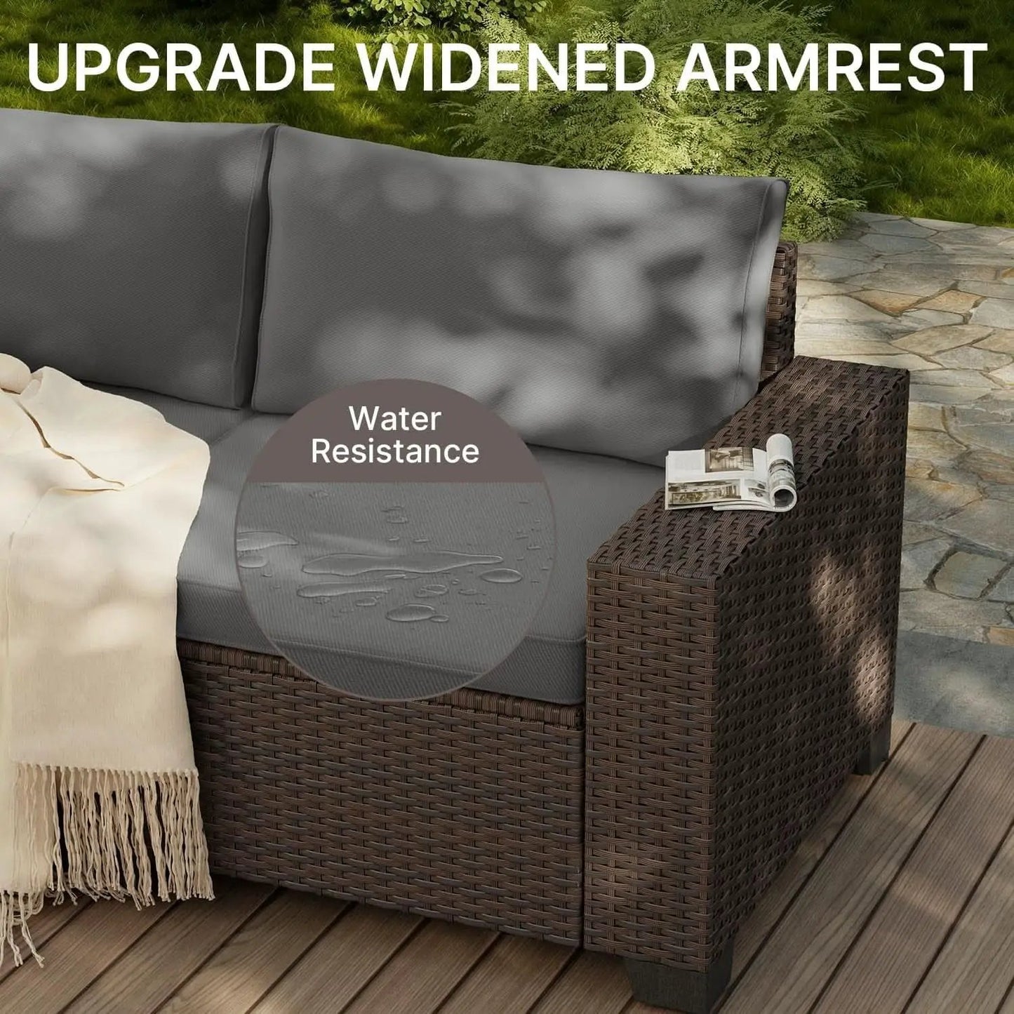 Outdoor 6-Piece Wicker Sectional Sofa Set with Cushions from PriceLows™