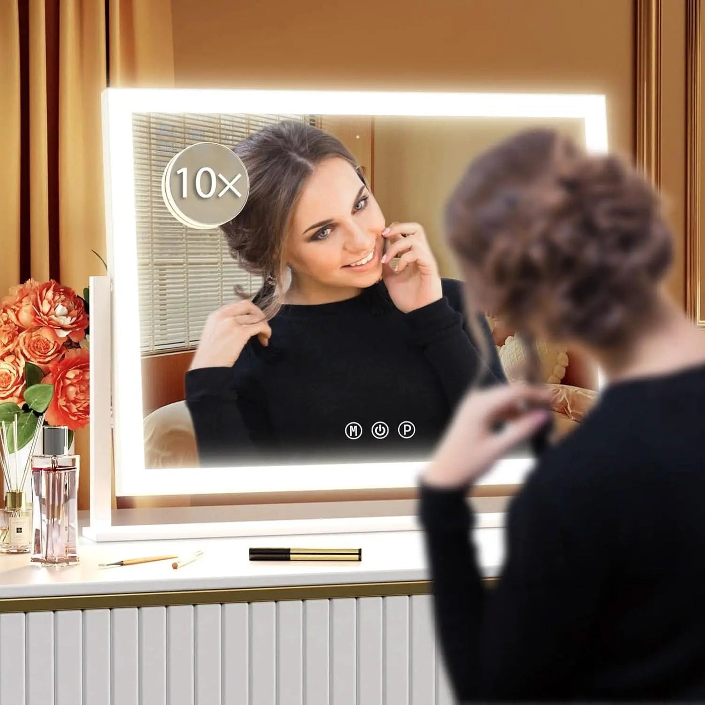Lighted Makeup Mirror 17.3x13 Inch With 5X Magnification And LED Lights from PriceLows™