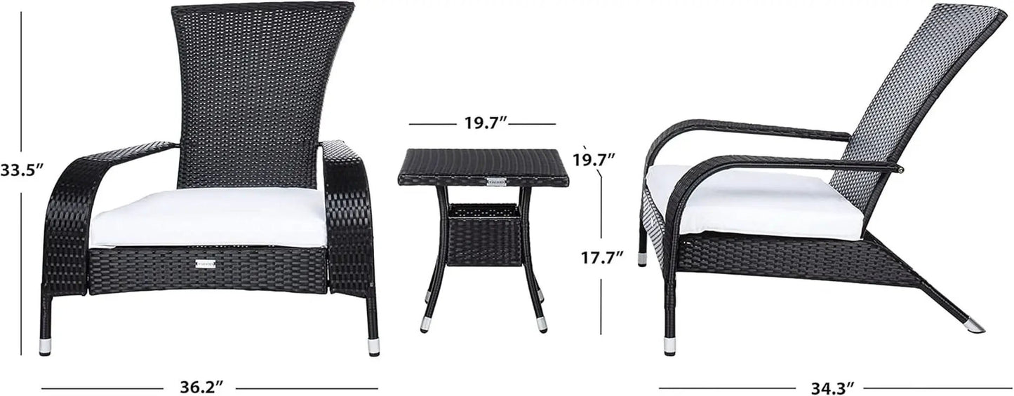 Outdoor Edna Black White Cushion 3 Piece Patio Lounge Set from PriceLows™