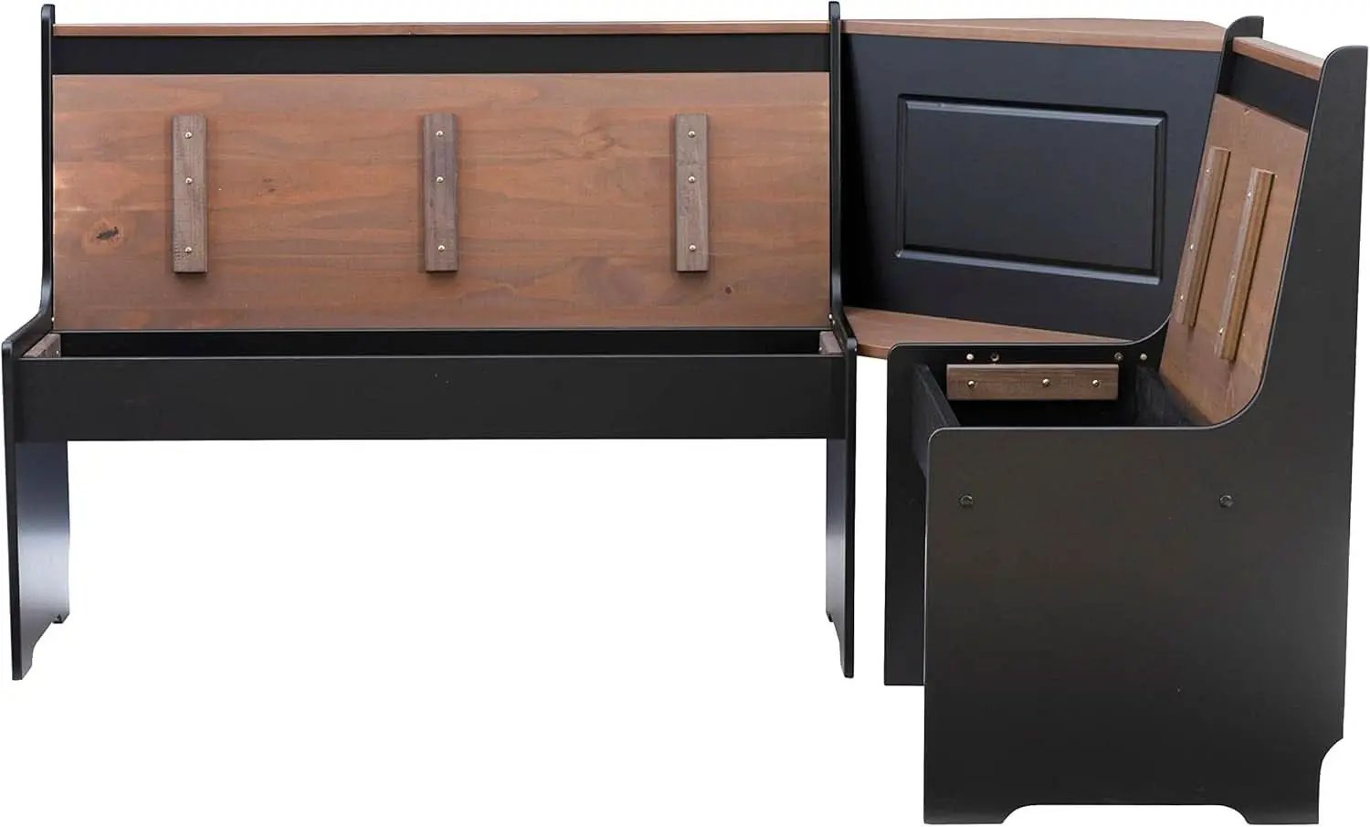 Black Pecan Five Seat Dining Set With Storage Benches from PriceLows™