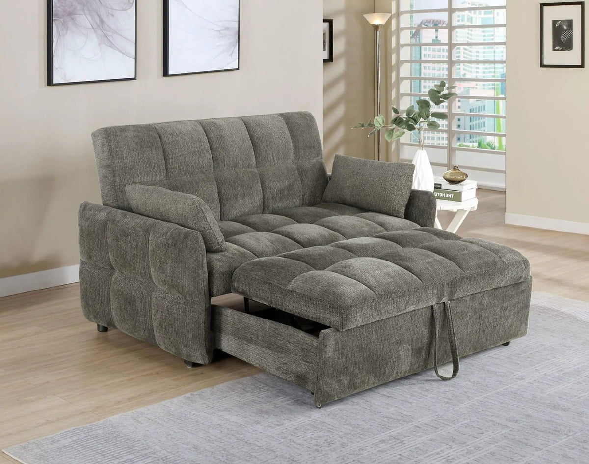 Cotswold Upholstered Convertible Sleeper Sofa Bed Dark | 59 x 32.25 x 36 in | Chenille | Grey