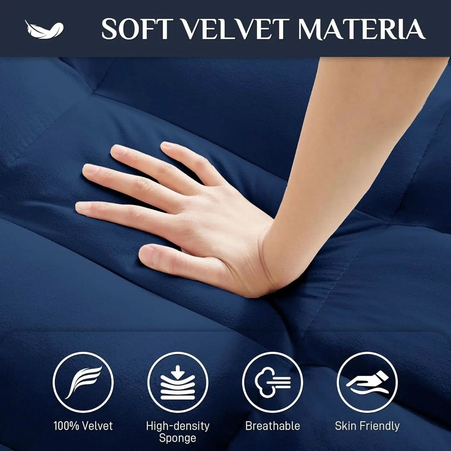 Blue Velvet SpaceSaving Convertible Sofa Chair USB from PriceLows™