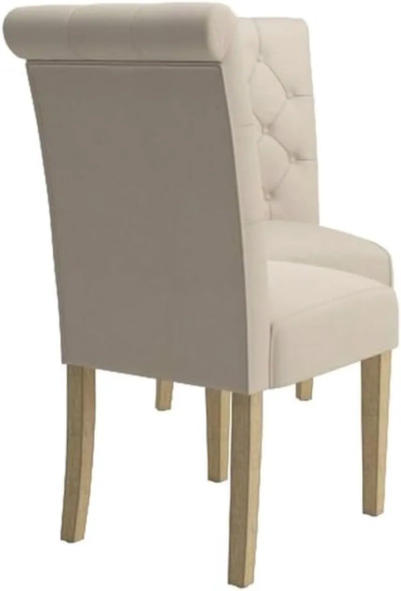 Tan Solid Wood Tufted Parsons Dining Chair Set Of 2 from PriceLows™