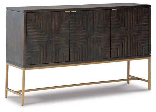 Elinmore Accent Cabinet | 57.88 x 16 x 36.25 in | Engineered Wood & Metal | Brown / Gold Finish
