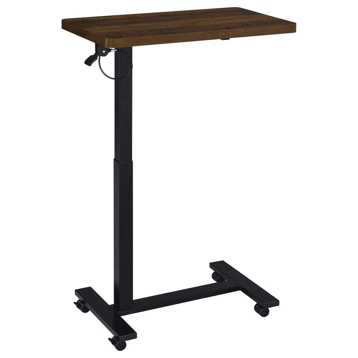 Westpark Pneumatic Adjustable C-Shape Side Table with Casters Dark Pine | 28 x 15.5 x 28.5 in | Engineered Wood & Metal | Home