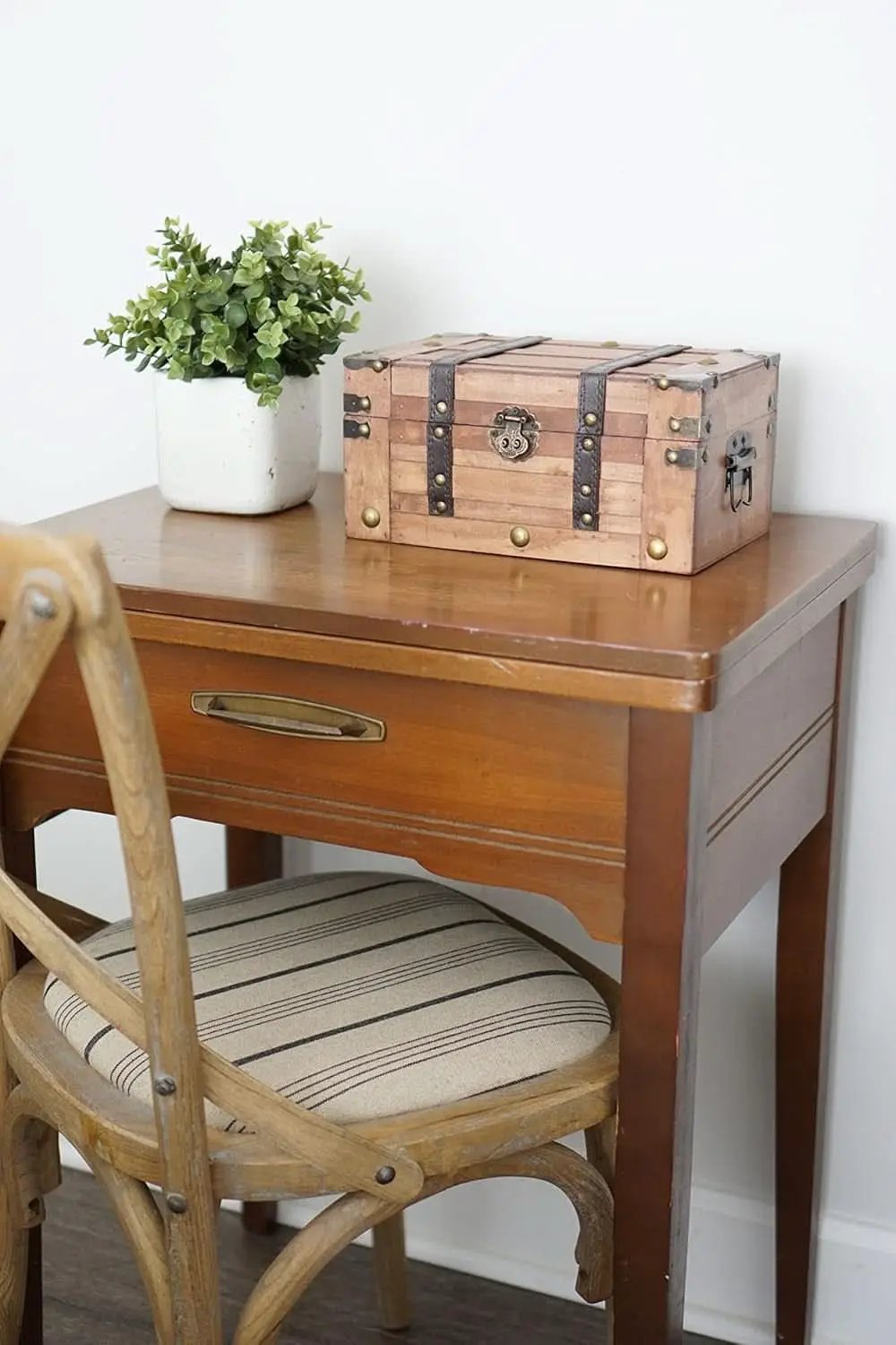 Wooden Treasure Chest 11x7x5.5 Hinged Lid Keepsakes from PriceLows™