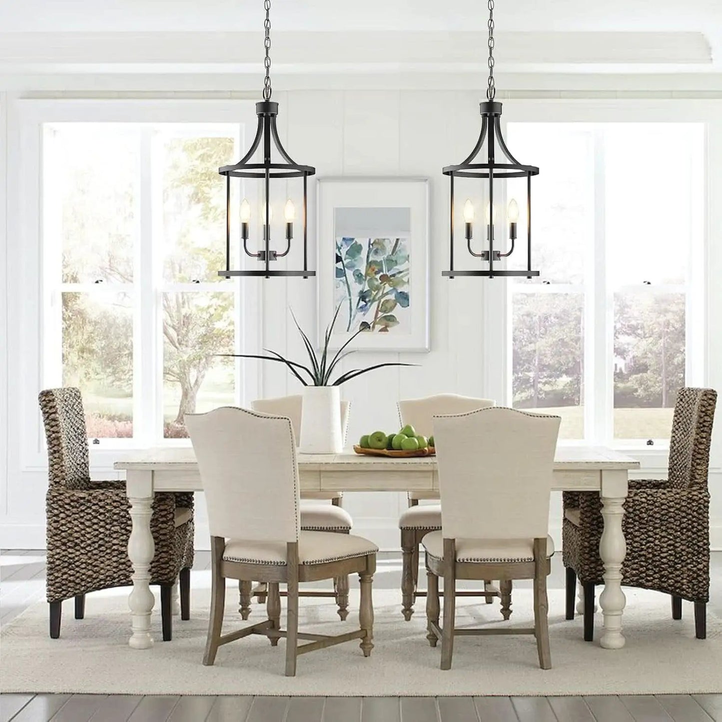Three Light Matte Black Farmhouse Pendant Chandelier from PriceLows™