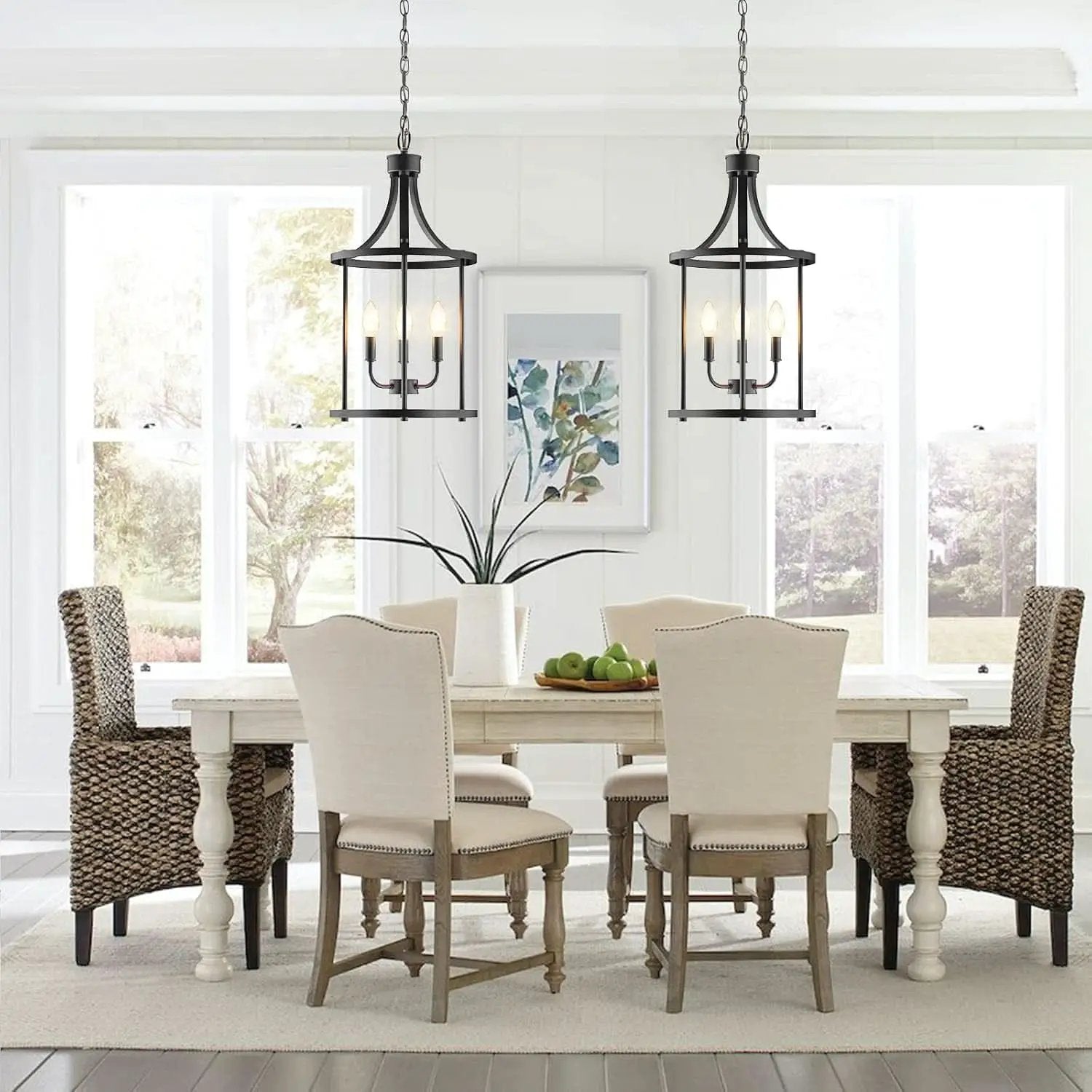 Three Light Matte Black Farmhouse Pendant Chandelier from PriceLows™