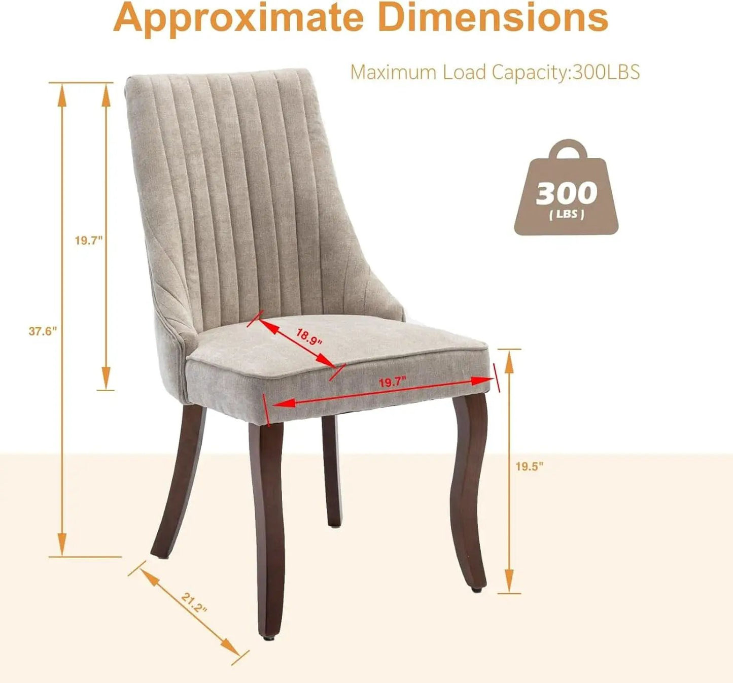 Velvet Dining Chairs Set of 4 Beige With Curved Wood Legs from PriceLows™