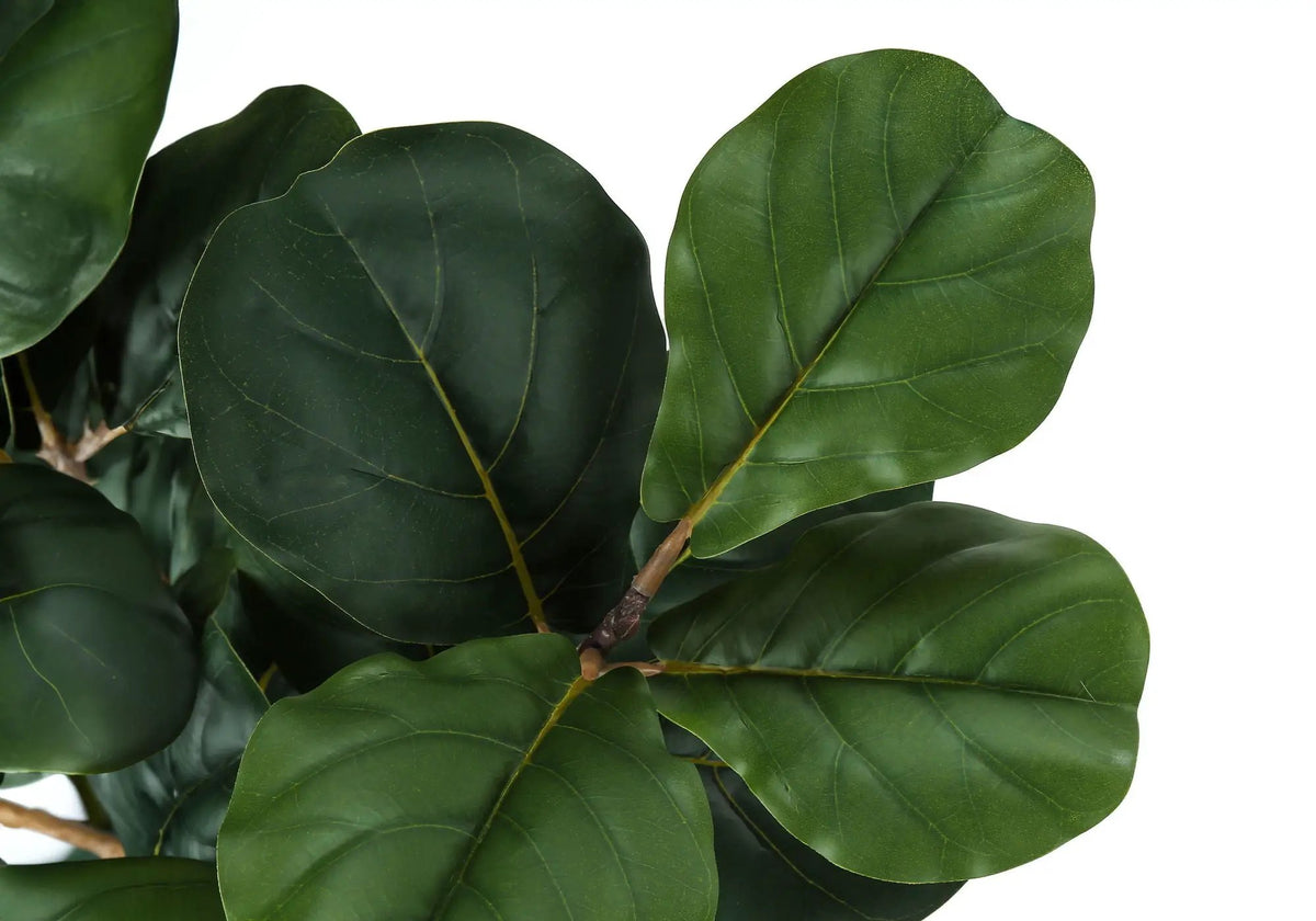 32 Inch Artificial Fiddle Tree | 45 Real Touch Leaves | Indoor Faux Floor Plant | Potted