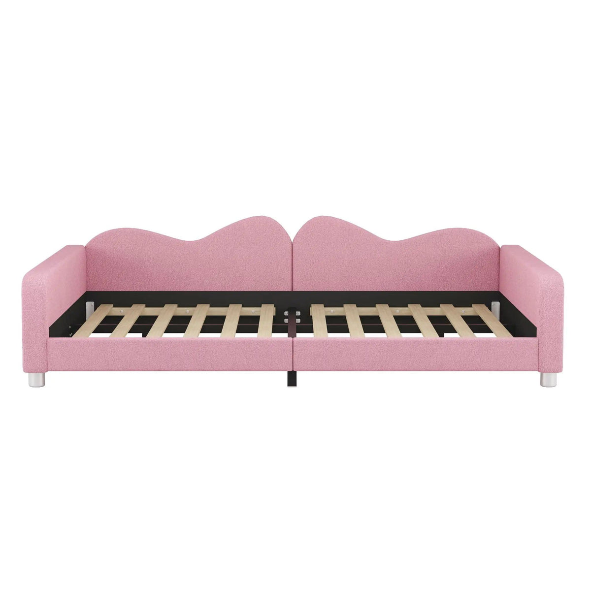 Upholstered Daybed, Sherpa Fabric Sofabed With Cloud-Shaped Backrest | 2 Pieces | Fabric | Bedroom