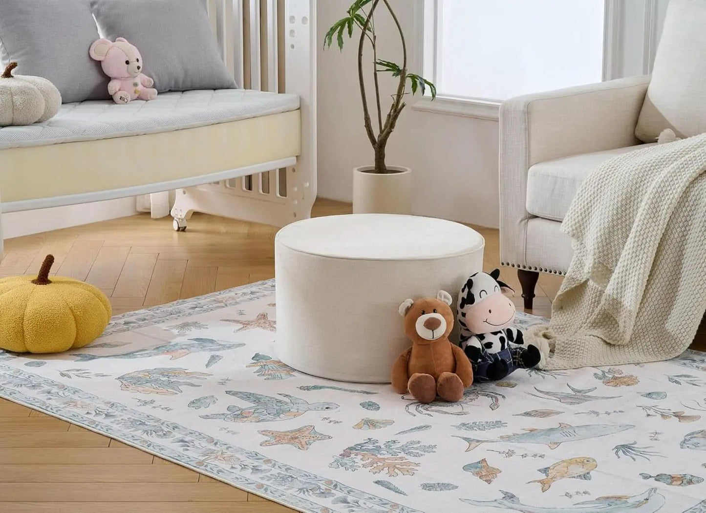 Twenty Two Inch Beige Ottoman Pouf With Ultra Premium Foam from PriceLows™