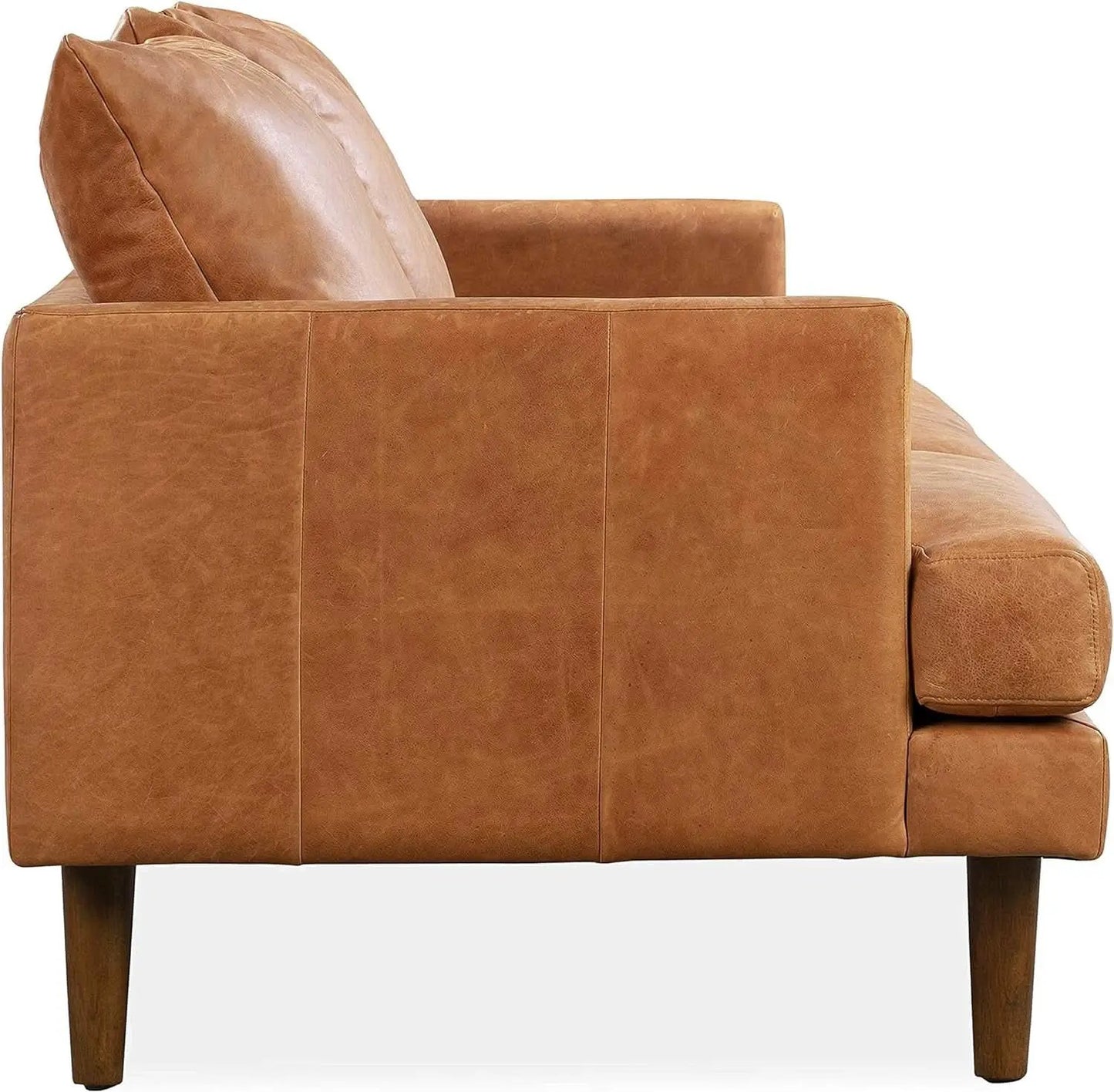 Girona 88 Inch Leather Sofa Cognac Tan With Tufted Back from PriceLows™