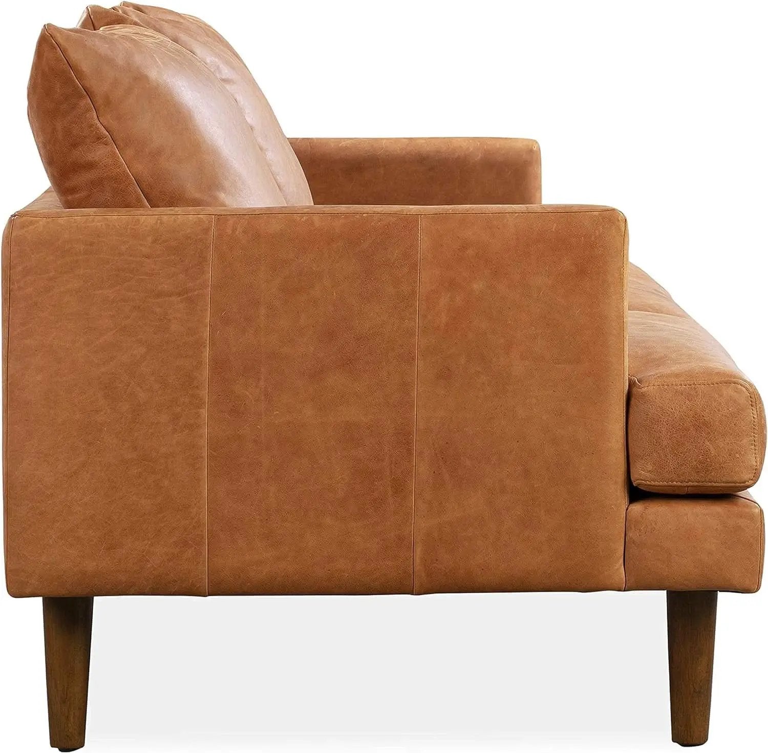 Girona 88 Inch Leather Sofa Cognac Tan With Tufted Back from PriceLows™
