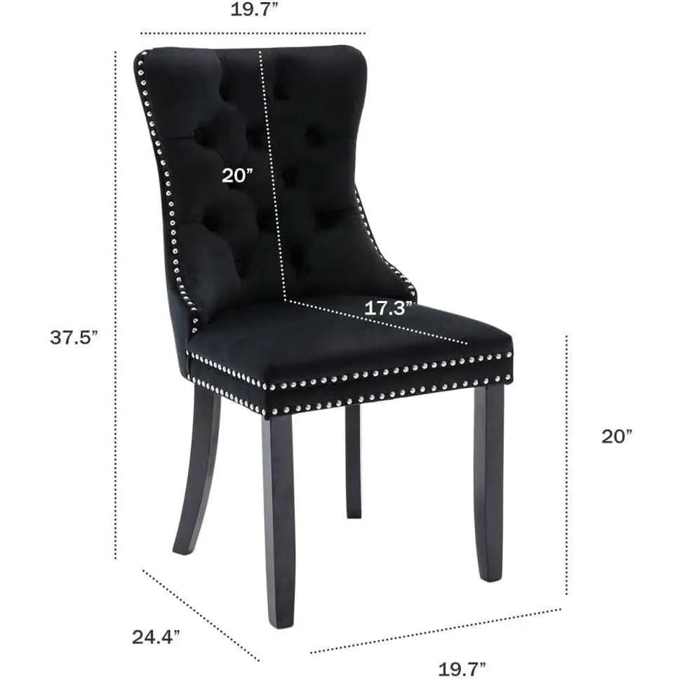Black Velvet Dining Chair Set Of 6 With High Back Wingback from PriceLows™