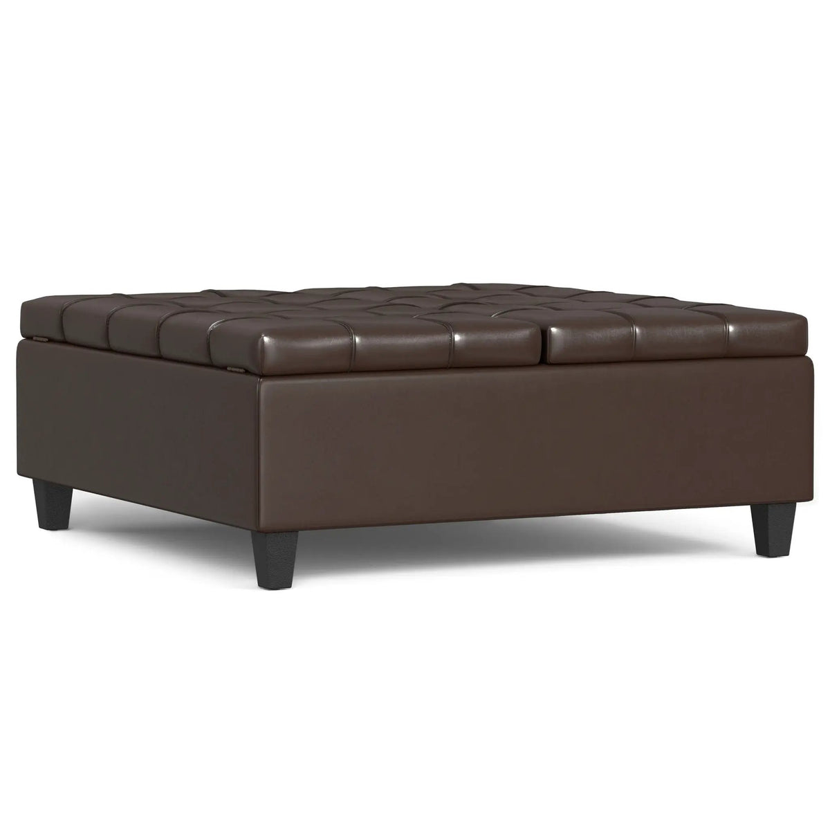 Coffee Table Storage Ottoman | Lift Top Hinge | Solid Wood Base | Large Square