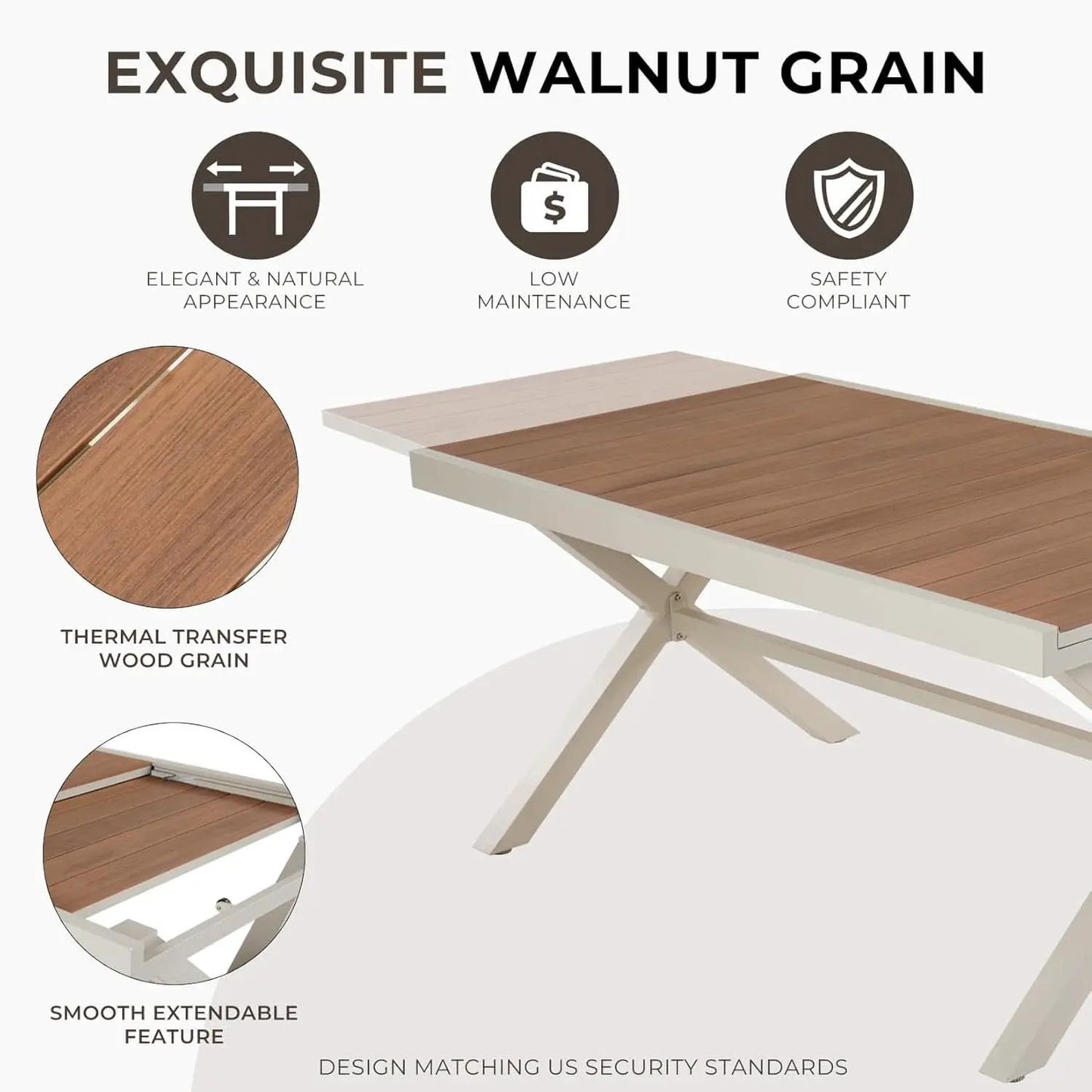 11 Piece Outdoor Dining Set Apricot Sling Mesh Chairs With Wood Grain Expandable Table For 6 To 8 from PriceLows™