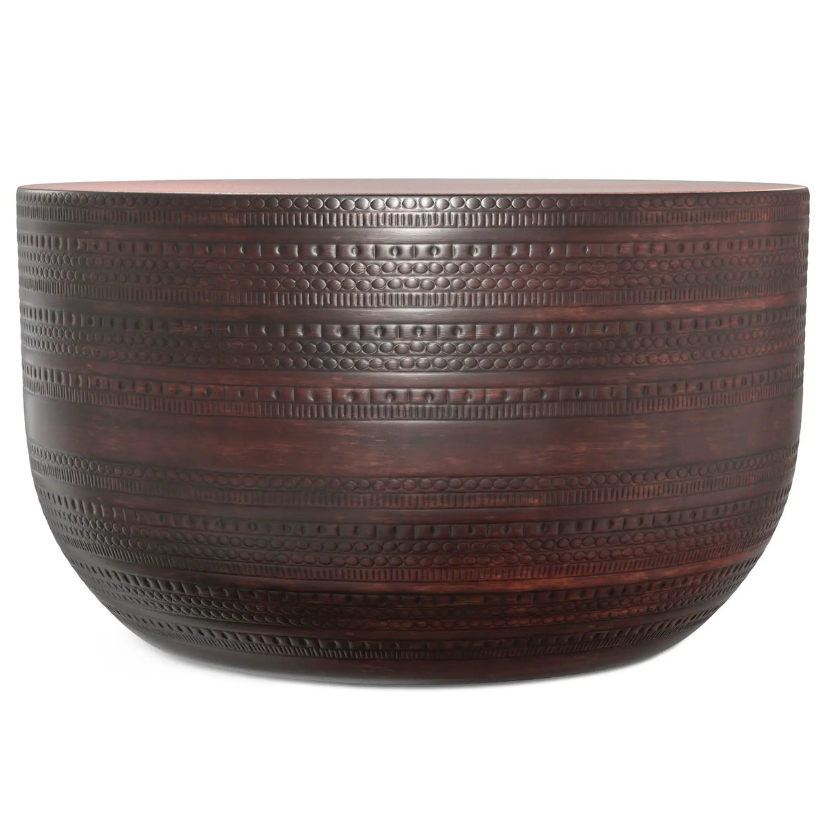 Johnsen Metal Coffee Table | Handcrafted | Large Round Shape | Distinctive Textured Detail