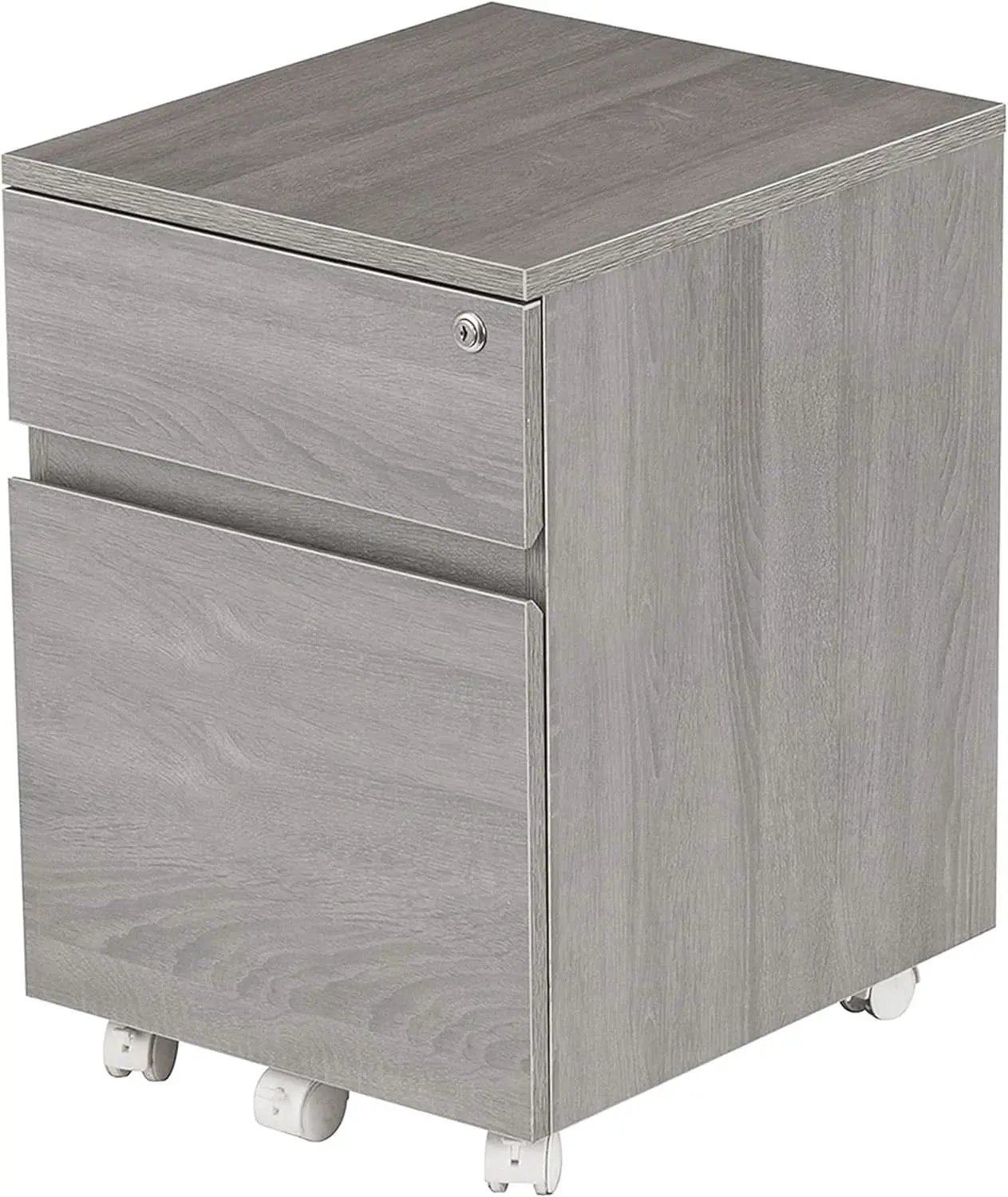 Grey Rolling Locking Two Drawer Vertical Filing Cabinet from PriceLows™
