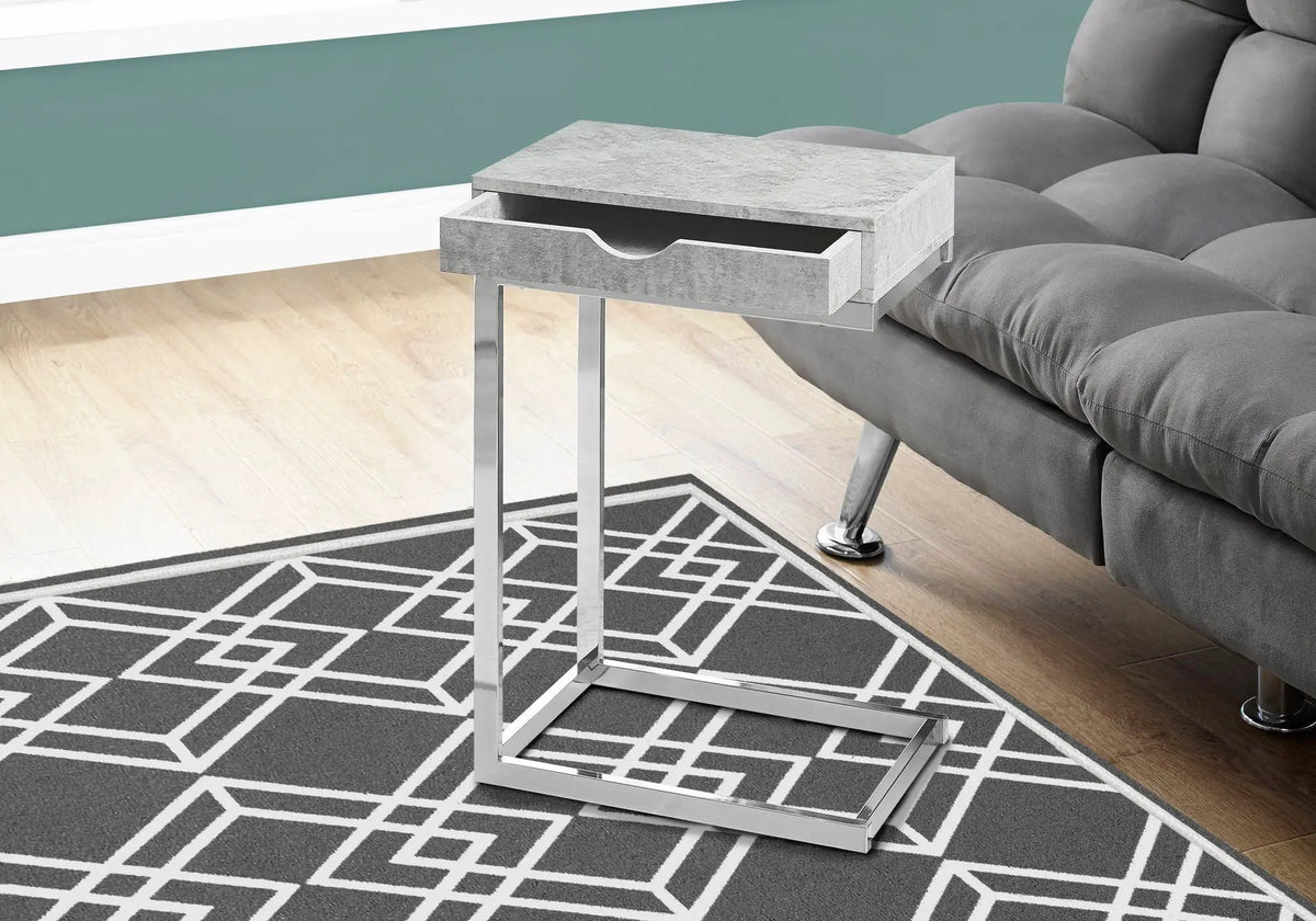 C-Shaped Accent Table | Sturdy Metal Base | Thick Panel Top | Contemporary Design
