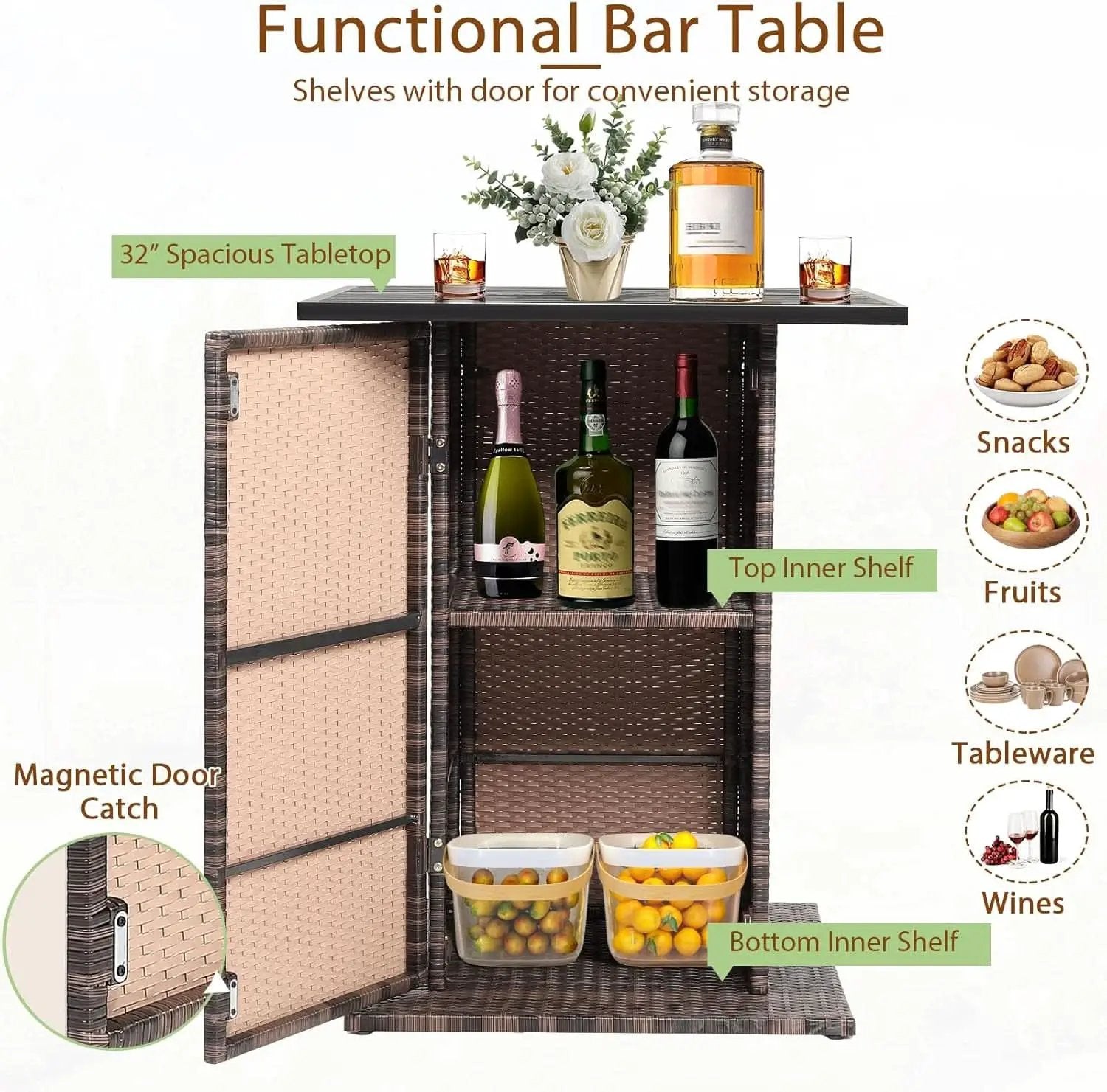 5 Piece Outdoor Bar Set Navy Blue Bar Height Table Storage from PriceLows™