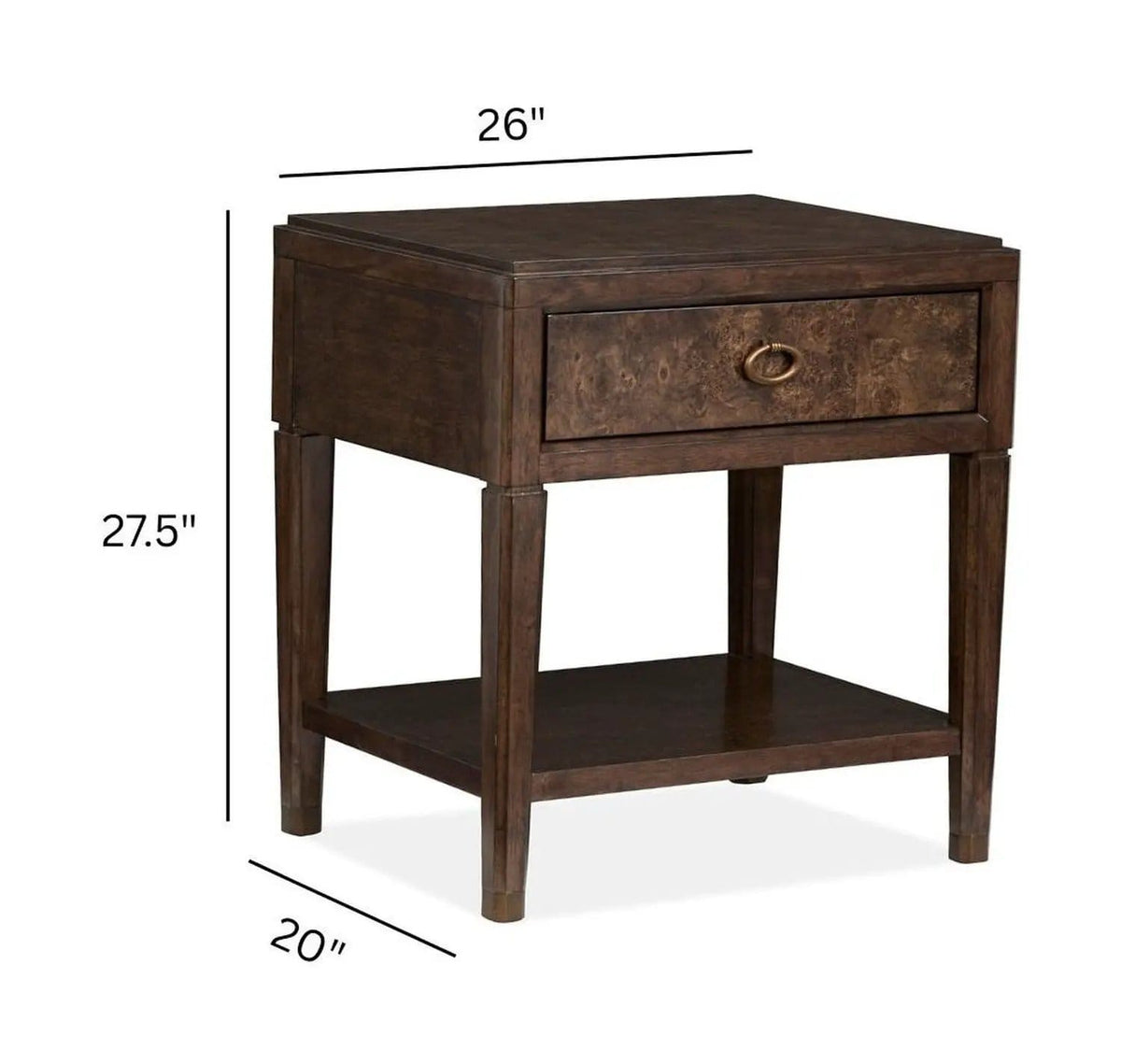 Rowan Open Nightstand Nightstands w/ Charging Station | 20 x 26 x 27.5 in | Metal & Veneer | Espresso