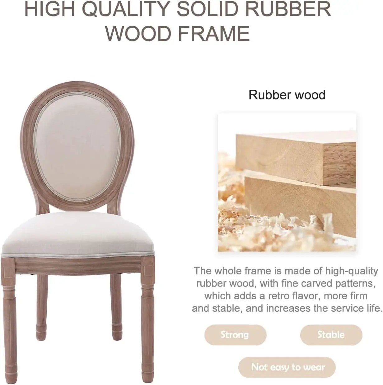 French Country Dining Chairs Set Of 4 With Carved Solid Wood Frames from PriceLows™