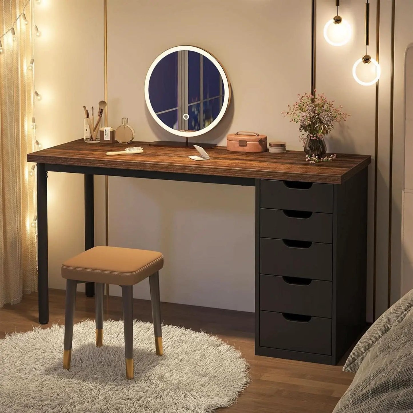 Industrial Rustic Brown Forty Seven Inch Computer Desk Storage from PriceLows™