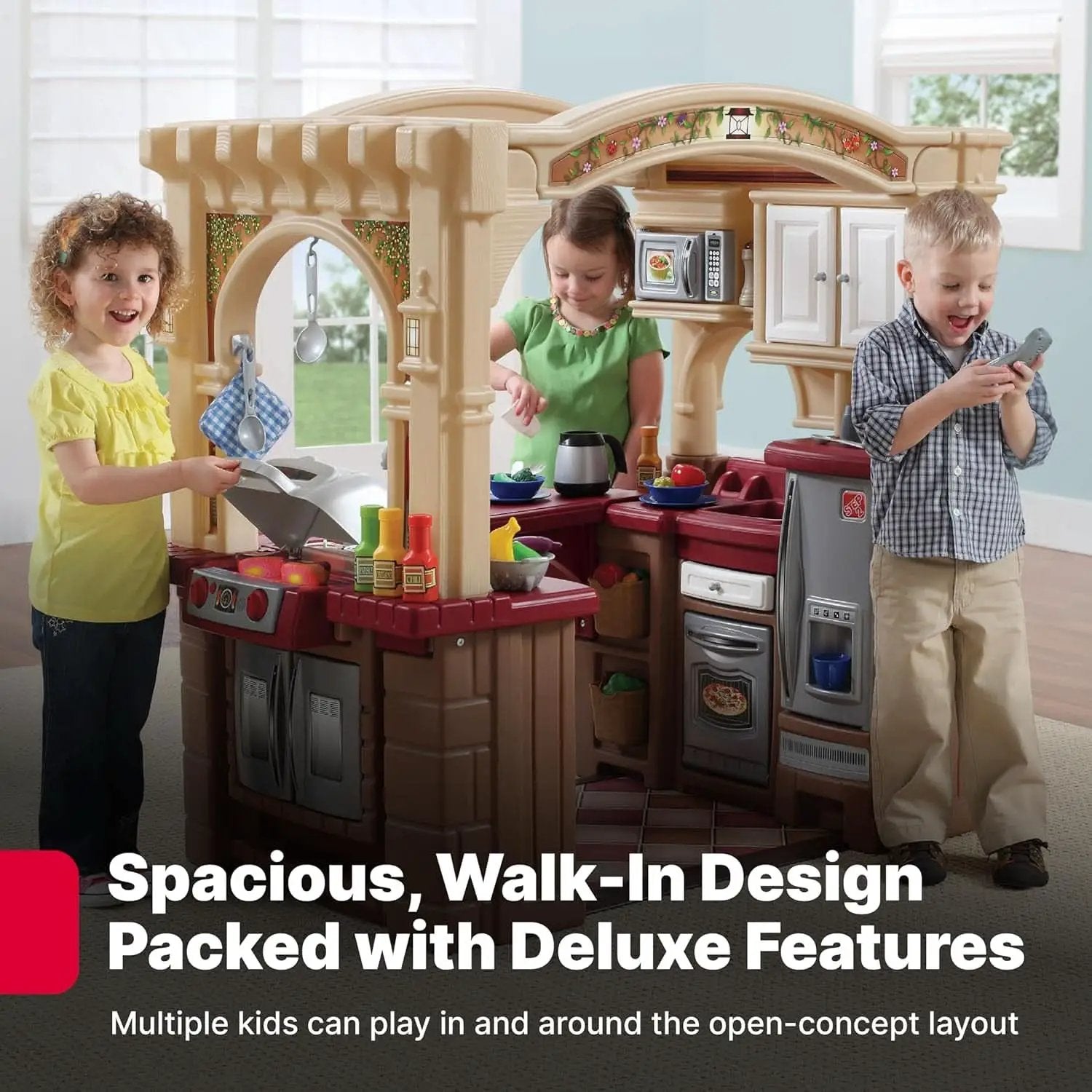 Kids Kitchen Playset With Interactive Lights Brown from PriceLows™