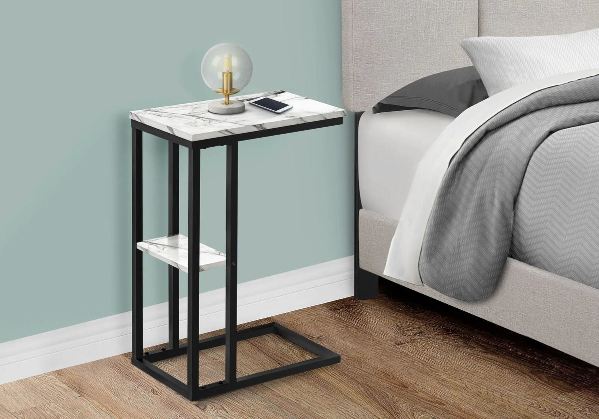 C-Shaped Accent Table | Slide-Under Base | Rectangular Tabletop | Sturdy And Lightweight