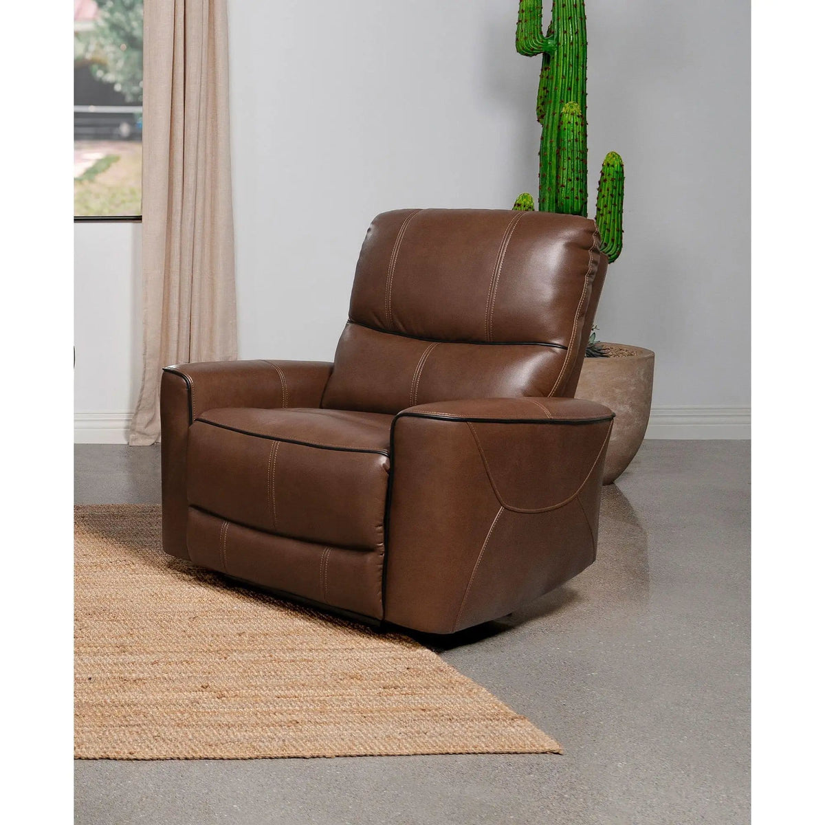 Denson Upholstered Power Recliner Chair With USB Charging And Smooth Button Recline | 36.5 x 37 x 39.75 in | Living Room Furniture | Brown