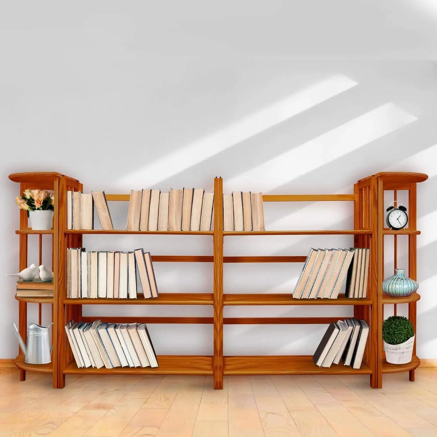 3-Shelf Folding Stackable Bookcase 27.5 Inch Wide Honey Oak from PriceLows™