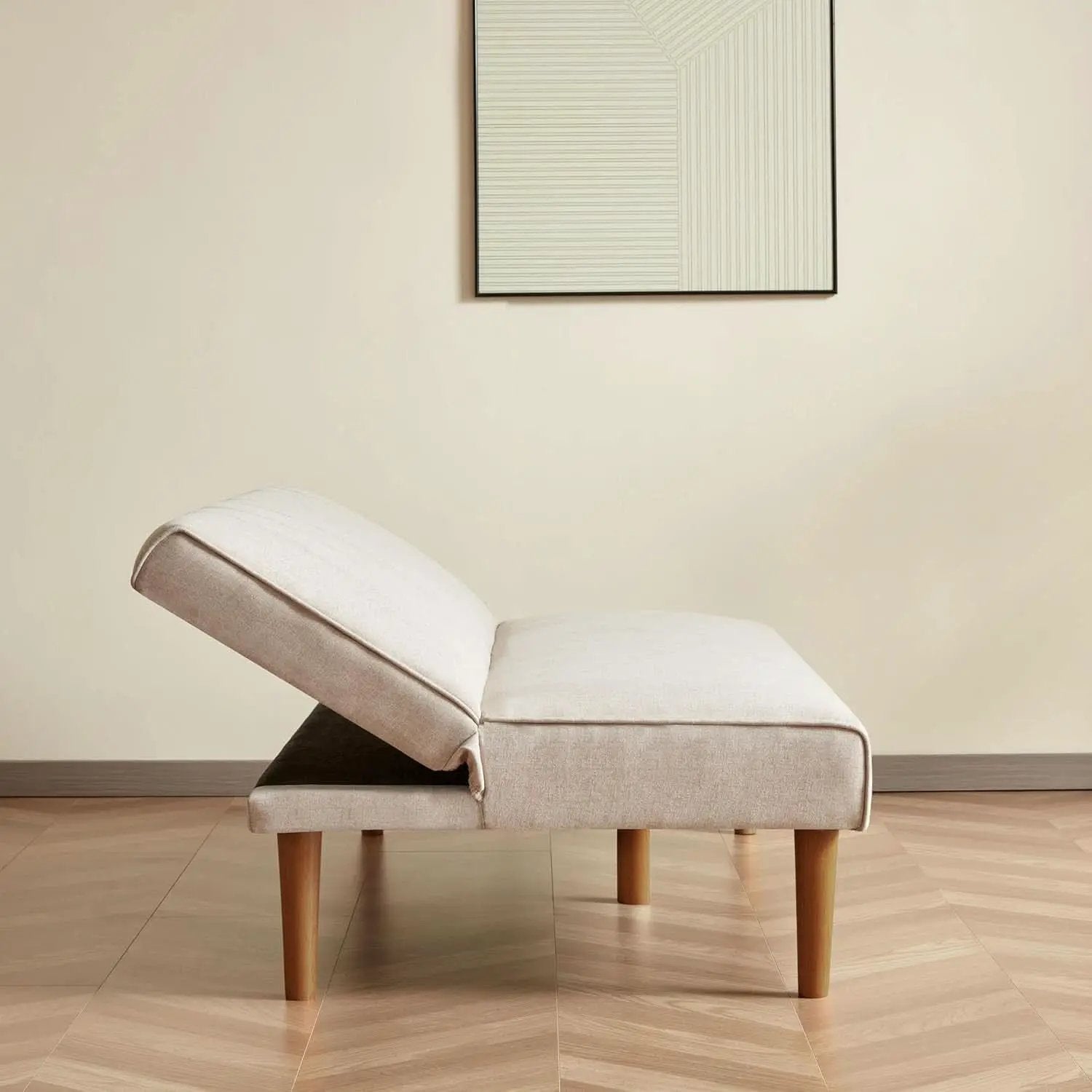 Beige Convertible Futon Sofa Bed For Living Room Use from PriceLows™